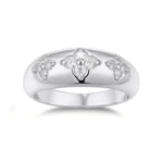 Flora Moissanite Flower Dome Ring in 18K white gold plating, front view