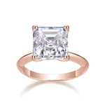 Florence Asscher Cut Moissanite Solitaire Engagement Ring in 18K rose gold plating