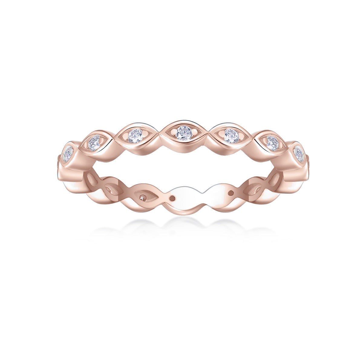 Frances Moissanite Vintage Bezel Eternity Band, front view