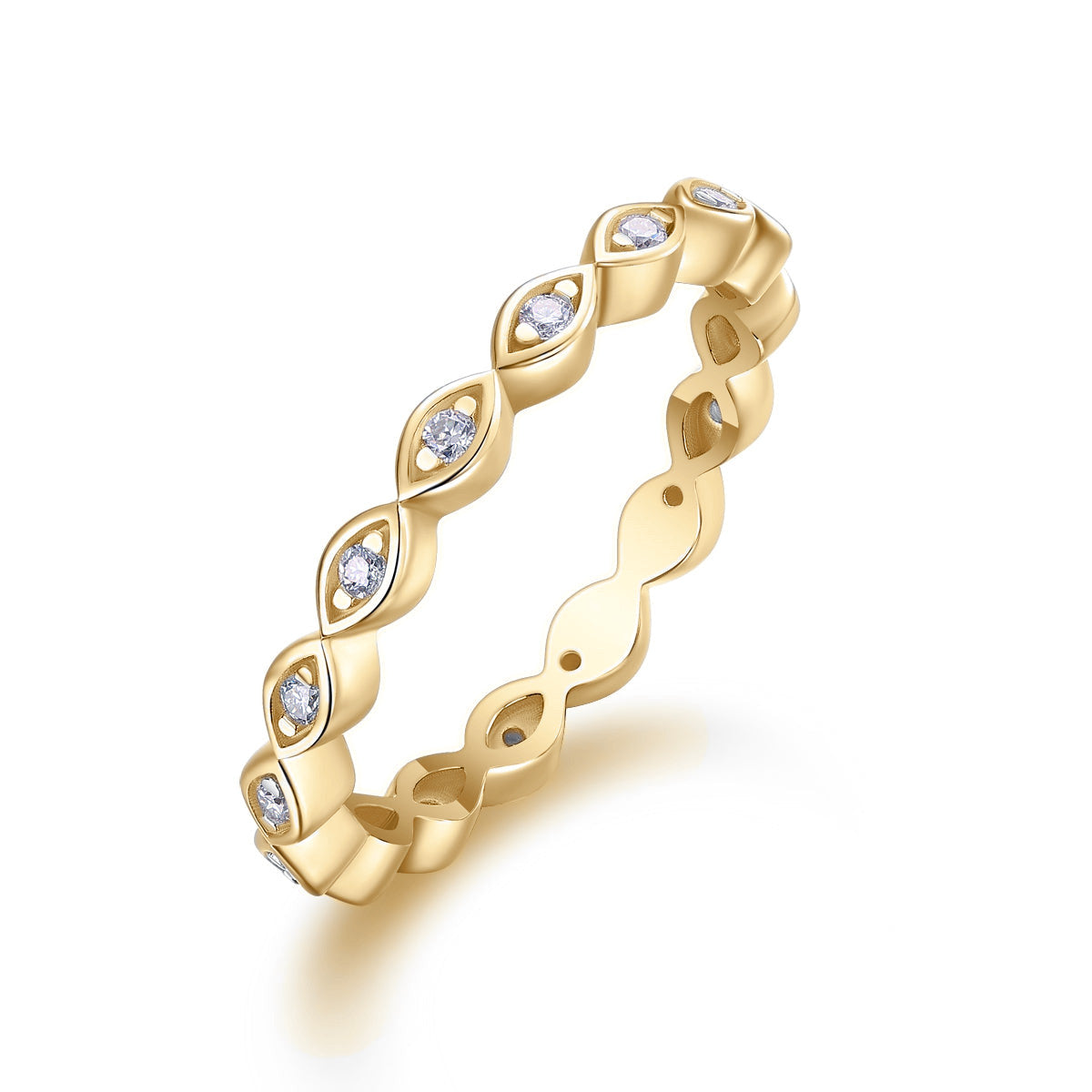 Frances Moissanite Vintage Bezel Eternity Band in 18K yellow gold plating