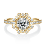 Francesca Round Moissanite Sunburst Halo Engagement Ring, front view