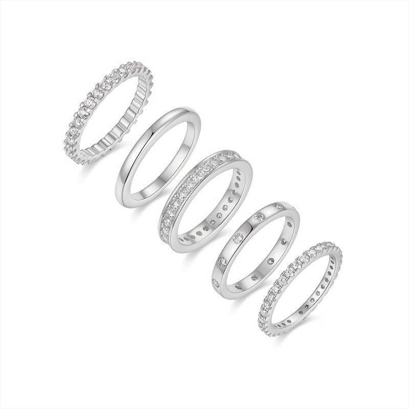 Freya Round Moissanite Stackable Ring Set in 18K white gold plating