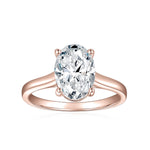Frida Oval Moissanite Solitaire Engagement Ring in 18K rose gold plating, front view