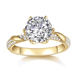 Gabriella Round Moissanite Twist Engagement Ring in 18K yellow gold plating, front view