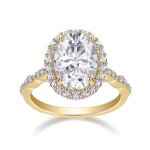 Gemma Oval Moissanite Halo Engagement Ring in 18K yellow gold plating, front view