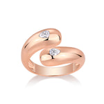 Georgia Pear Moissanite Bypass Ring in 18K rose gold plating, front view