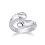 Georgia Pear Moissanite Bypass Ring in 18K white gold plating, front view
