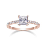 Gigi Princess Cut Moissanite Solitaire Engagement Ring in 18K rose gold plating, front view