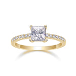 Gigi Princess Cut Moissanite Solitaire Engagement Ring in 18K yellow gold plating, front view
