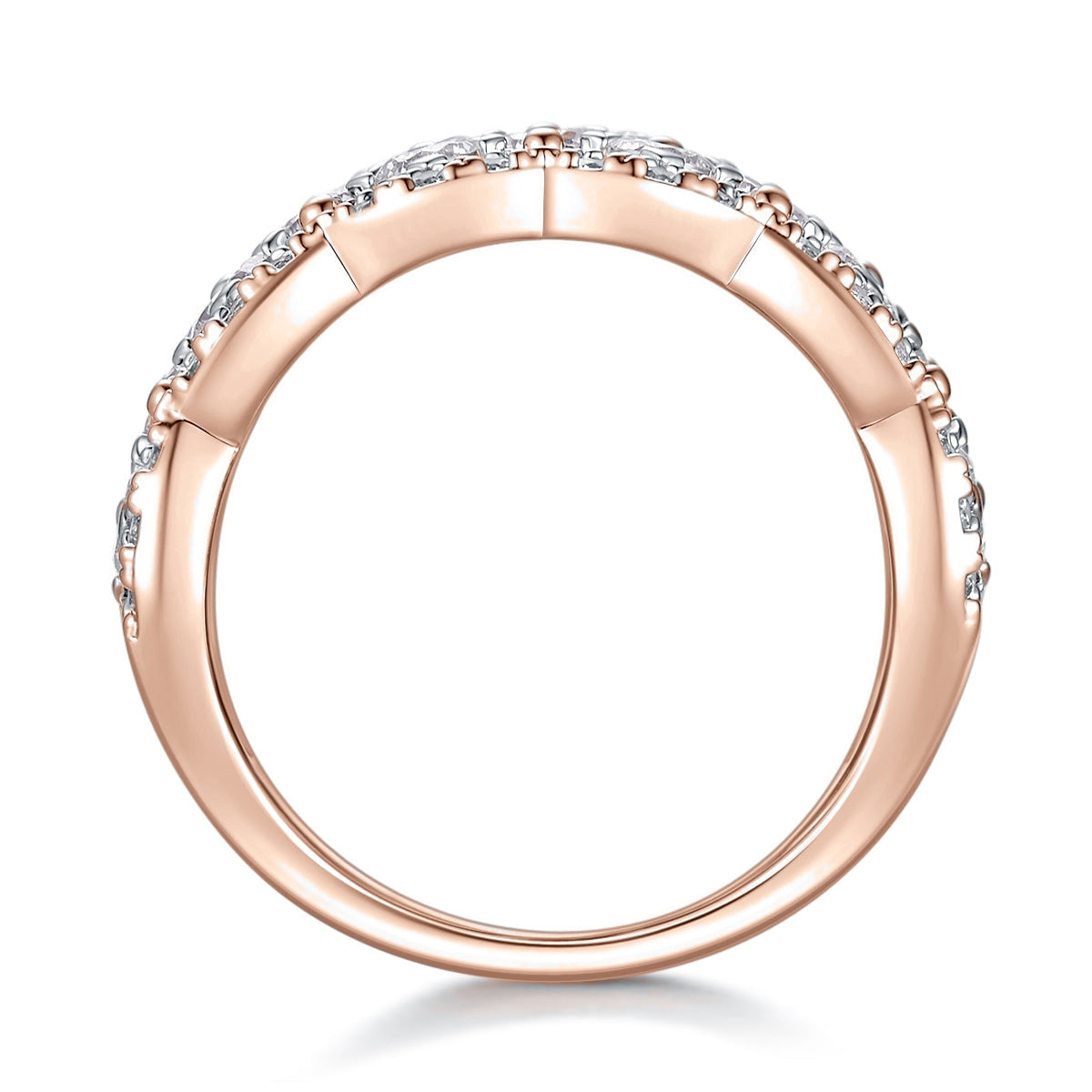 Gina Moissanite Lattice Cocktail Ring in 18K rose gold plating