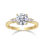 Ginny Round Moissanite Side Stone Engagement Ring in 18K yellow gold plating, front view