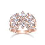Gloria Moissanite Openwork Cocktail Ring in 18K rose gold plating, front view