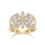 Gloria Moissanite Openwork Cocktail Ring in 18K yellow gold plating, front view