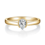 Greer Pear Moissanite Half Bezel Engagement Ring, front view