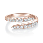 Greta Round Moissanite Bypass Ring in 18K rose gold plating, front view