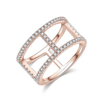Gwen Moissanite Pavé Cage Ring in 18K rose gold plating