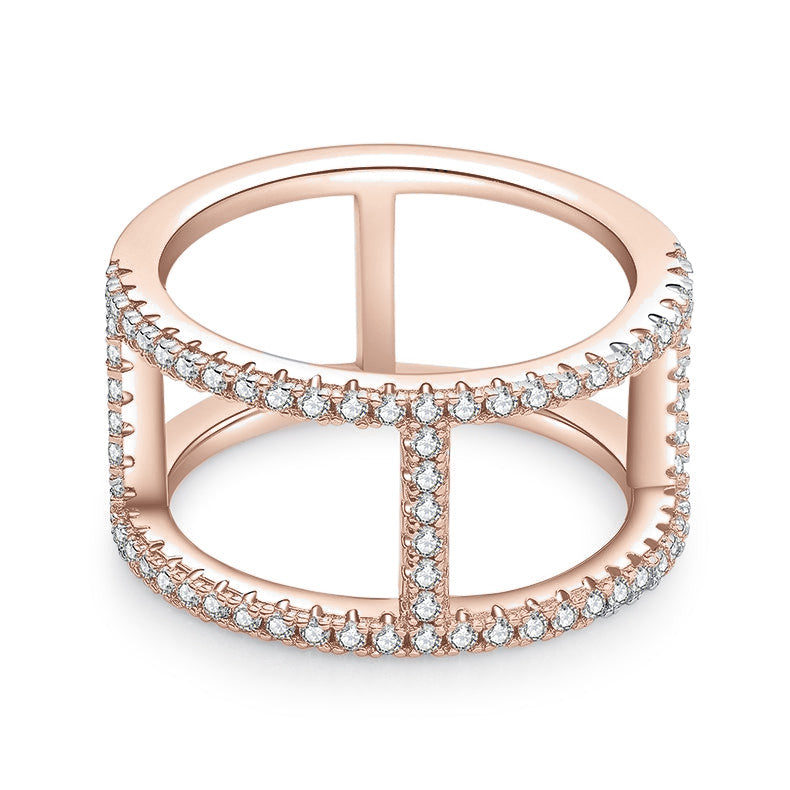 Gwen Moissanite Pavé Cage Ring, front view