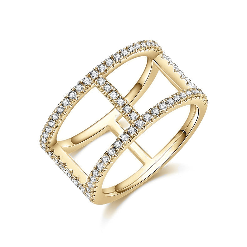 Gwen Moissanite Pavé Cage Ring in 18K yellow gold plating