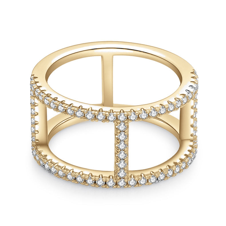 Gwen Moissanite Pavé Cage Ring, front view
