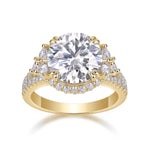 Hailey Round Moissanite Halo Engagement Ring in 18K yellow gold plating, front view