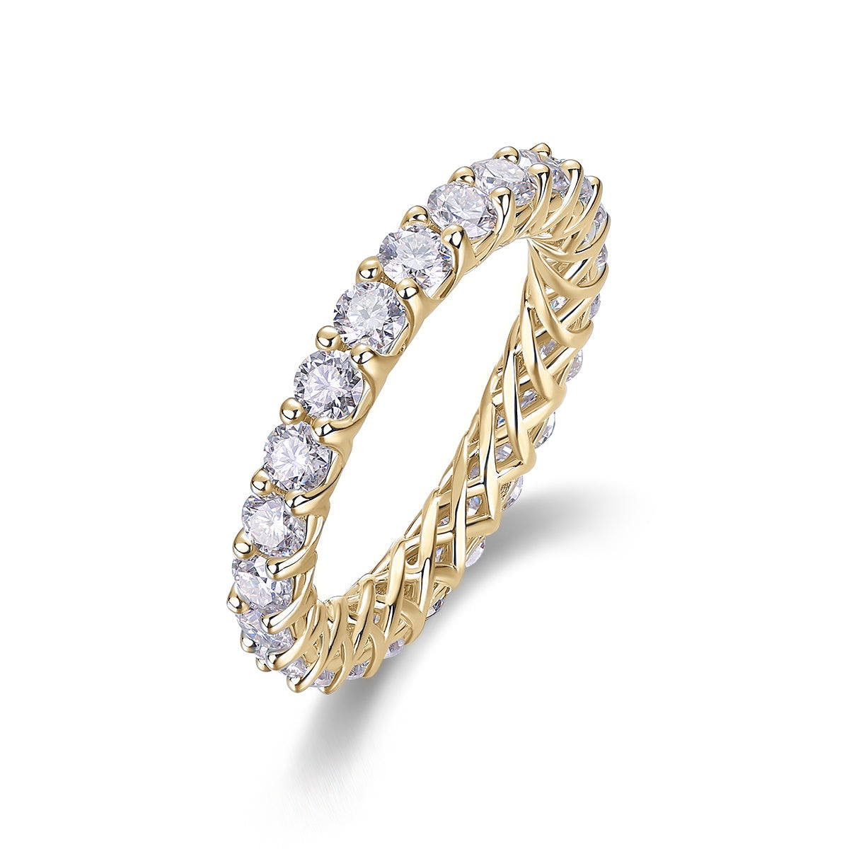 Harlow Round Moissanite Eternity Band in 18K yellow gold plating