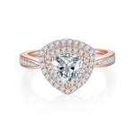 Harmony Trillion Moissanite Double Halo Engagement Ring in 18K rose gold plating, front view