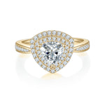 Harmony Trillion Moissanite Double Halo Engagement Ring in 18K yellow gold plating, front view