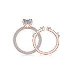 Harper Emerald Cut Moissanite Solitaire Bridal Set in 18K rose gold plating, angled view