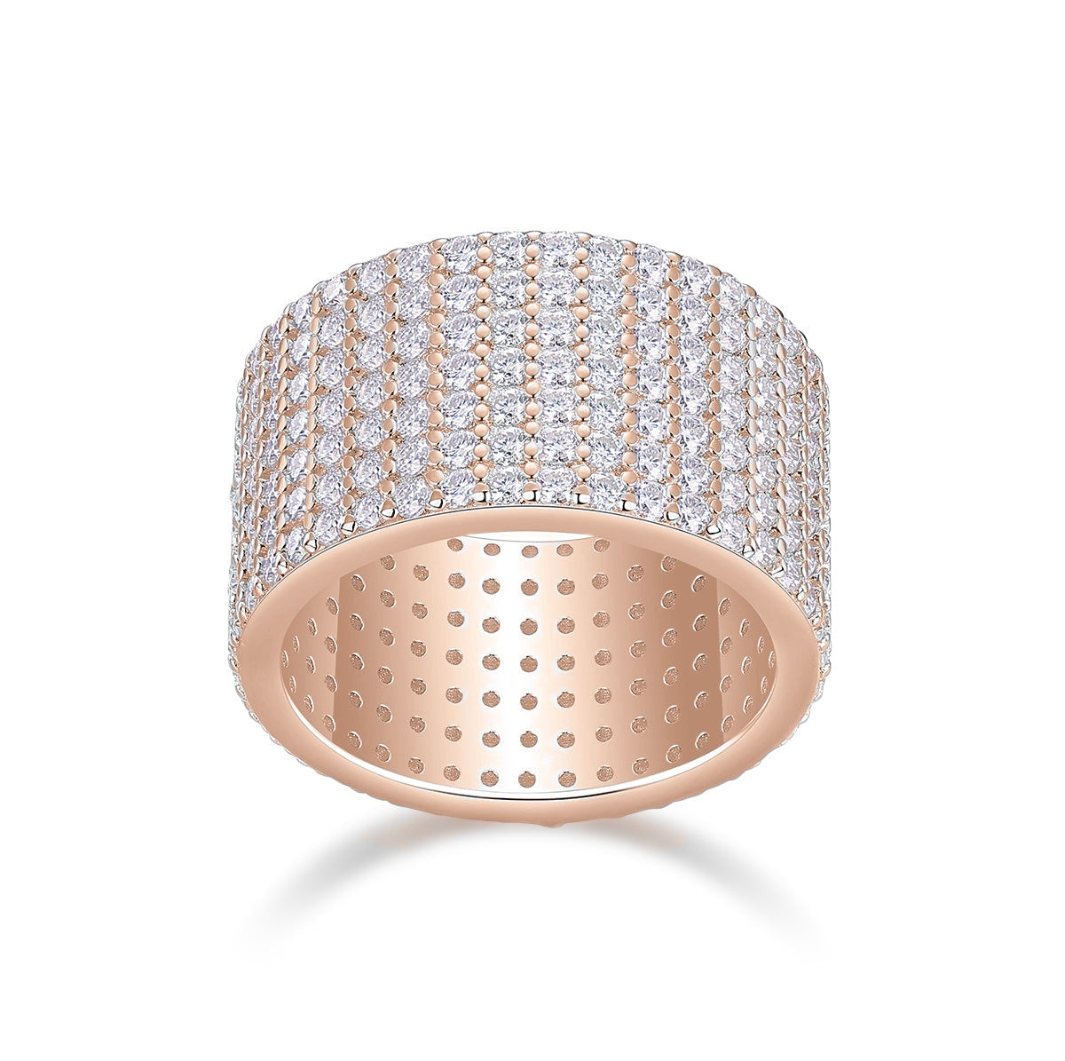 Harriet Moissanite Wide Pavé Eternity Band in 18K rose gold plating, front view