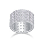 Harriet Moissanite Wide Pavé Eternity Band in 18K white gold plating, front view