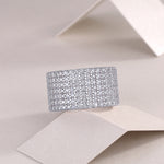 Harriet Moissanite Wide Pavé Eternity Band in 18K white gold plating, front view