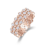 Hattie Round Moissanite Bubble Bezel Eternity Band in 18K rose gold plating