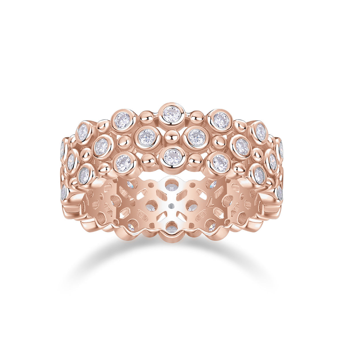 Hattie Round Moissanite Bubble Bezel Eternity Band, front view