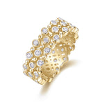 Hattie Round Moissanite Bubble Bezel Eternity Band in 18K yellow gold plating