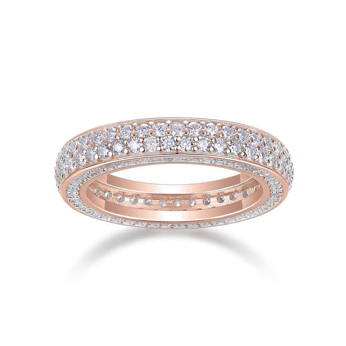 Haven Moissanite Pavé Dome Eternity Band in 18K rose gold plating, front view