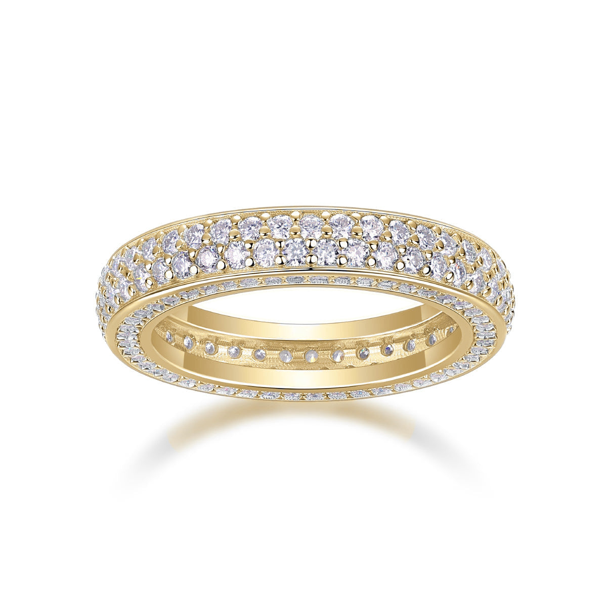Haven Moissanite Pavé Dome Eternity Band in 18K yellow gold plating, front view