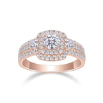 Heidi Round Moissanite Double Halo Engagement Ring in 18K rose gold plating, front view