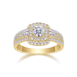Heidi Round Moissanite Double Halo Engagement Ring in 18K yellow gold plating, front view