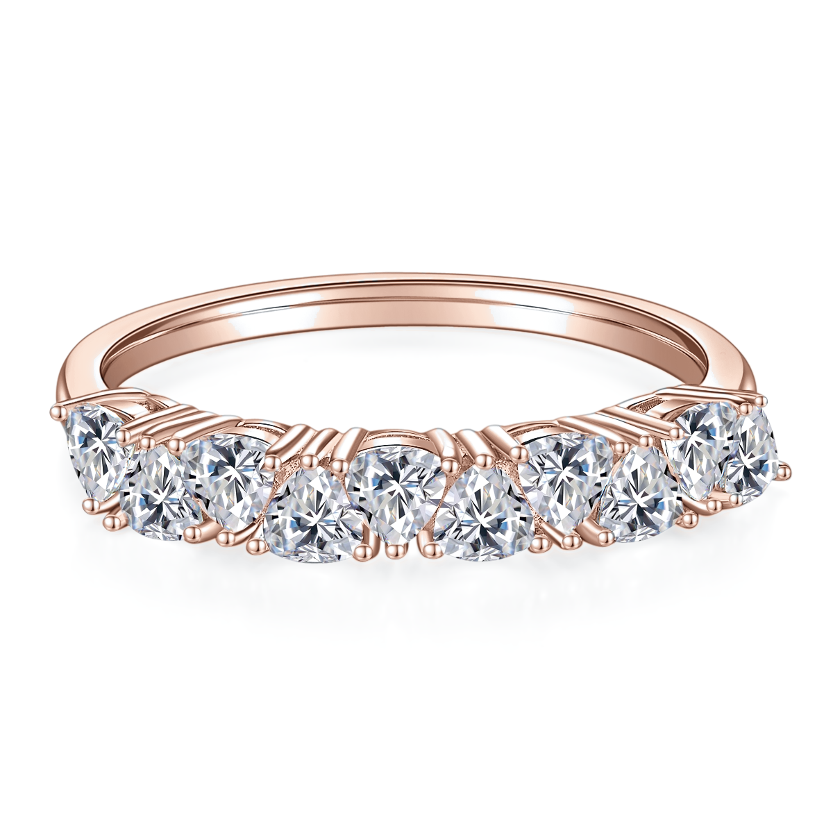 Helena Round Moissanite Half Eternity Band, front view