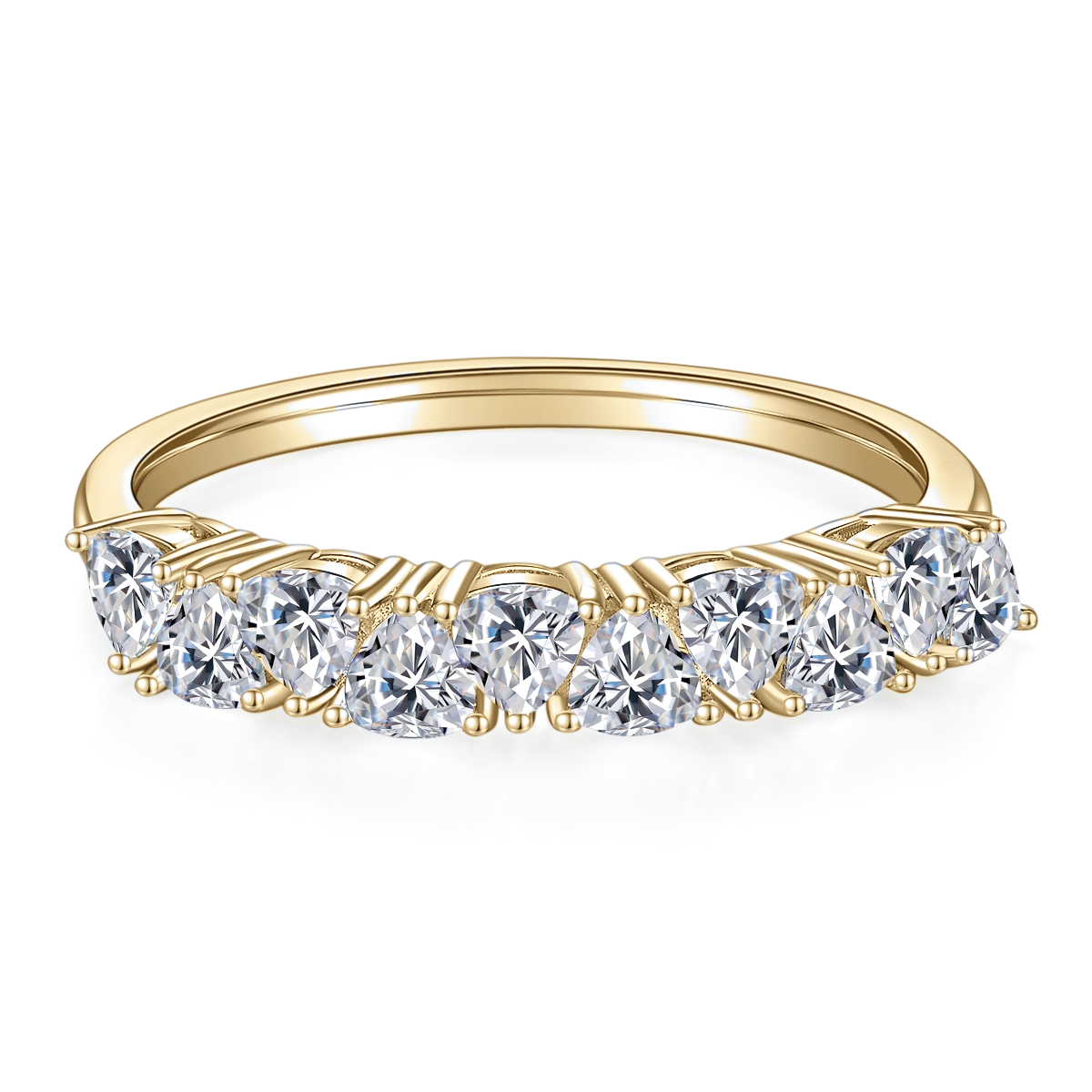 Helena Round Moissanite Half Eternity Band, front view