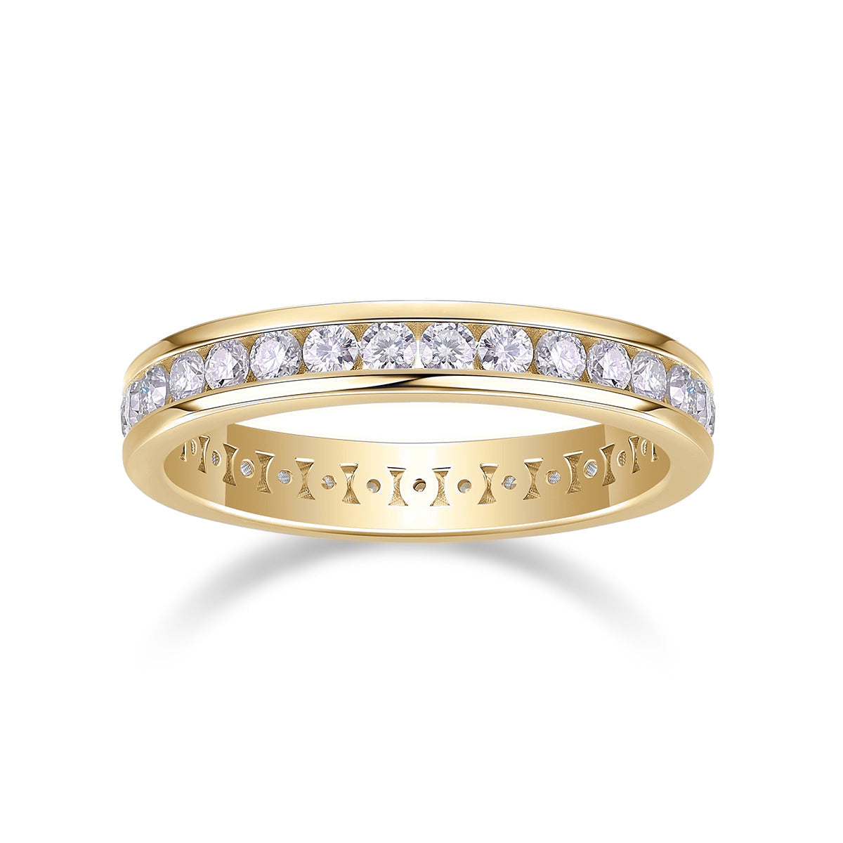 Henley Round Moissanite Channel Eternity Band in 18K yellow gold plating, front view