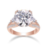 Hope Round Moissanite Split Shank Engagement Ring in 18K rose gold plating, front view