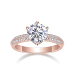 Ida Round Moissanite Solitaire Engagement Ring in 18K rose gold plating, front view