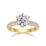 Ida Round Moissanite Solitaire Engagement Ring in 18K yellow gold plating, front view