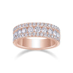 Ilana Round Moissanite Three Row Half Eternity Band, front view