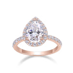 Imogen Pear Moissanite Halo Engagement Ring in 18K rose gold plating