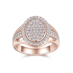 Iris Oval Moissanite Cluster Ring in 18K rose gold plating, front view