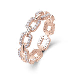Jada Moissanite Pavé Chain Link Ring in 18K rose gold plating