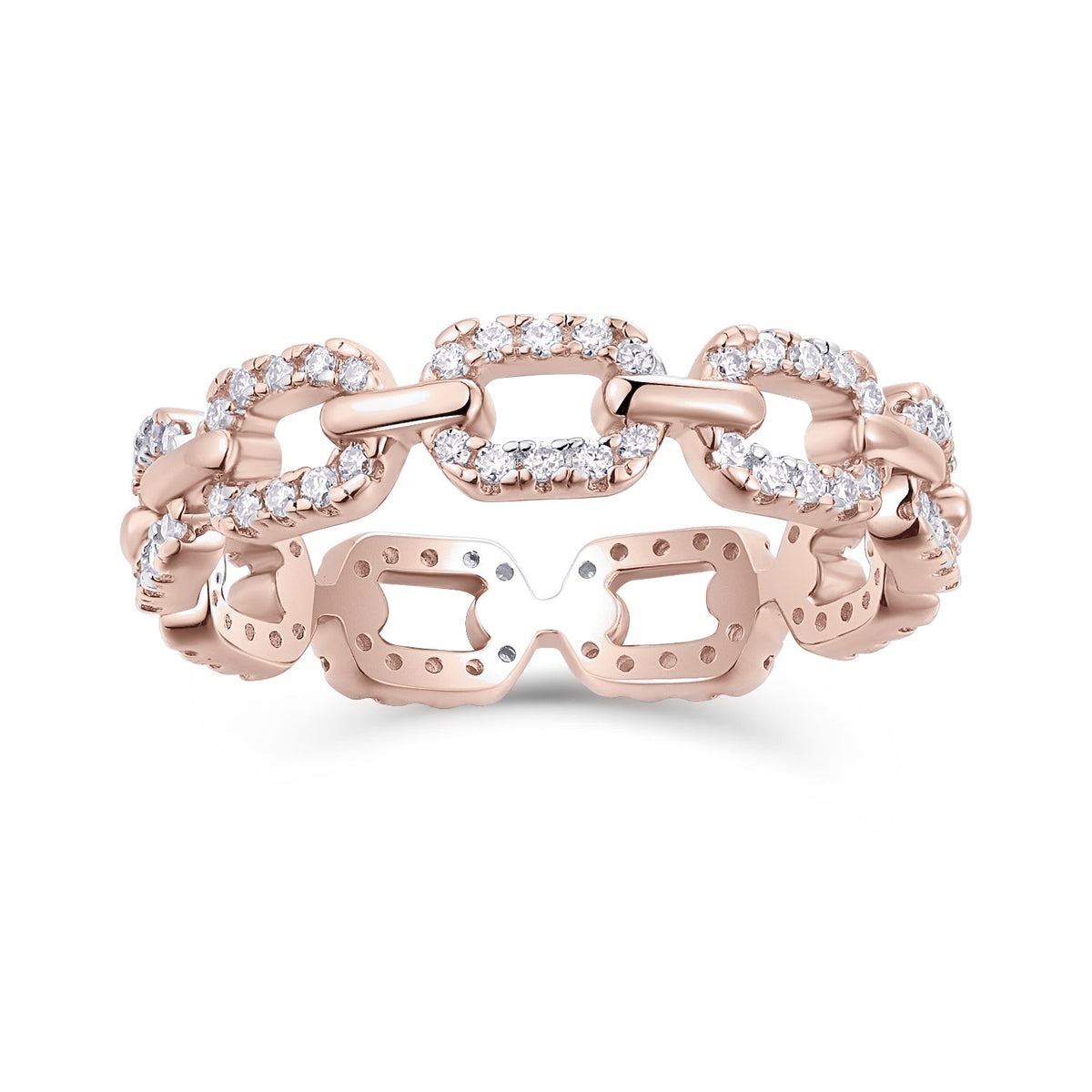 Jada Moissanite Pavé Chain Link Ring, front view