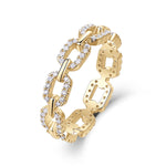 Jada Moissanite Pavé Chain Link Ring in 18K yellow gold plating